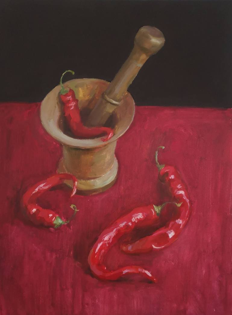 絵画 chilipepper'sPainting by YasuyoCorbett Chilipepper's Painting | Playful Bear Art, Nature, and Colorful