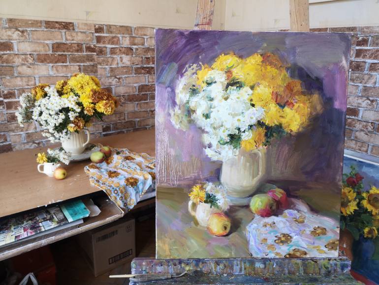 Original Expressionism Floral Painting by Olga Samar