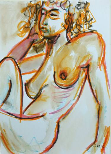 Original Expressionism Women Mixed Media by Jeff Pignatel