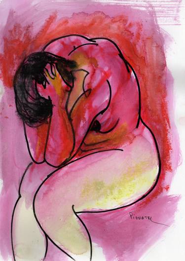 Original Expressionism Women Drawings by Jeff Pignatel