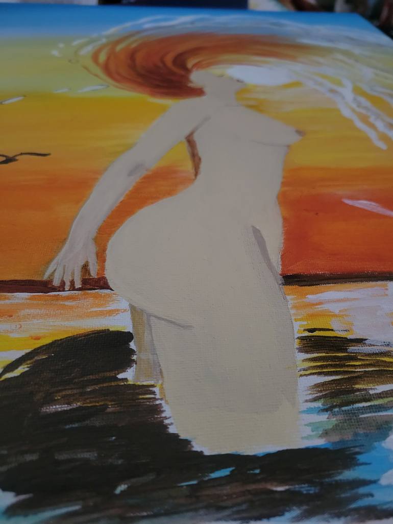 Original Art Deco Beach Painting by Ruvy Dyico