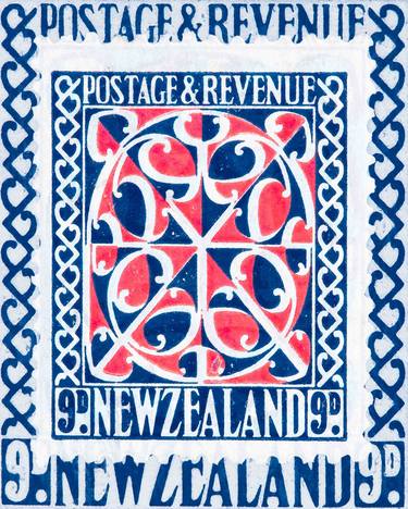 Maori New Zealand Art- Vintage Stamp Collection Art thumb
