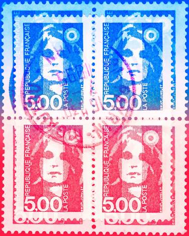 France Marianne Pop Art- Vintage Stamp Collection Art thumb