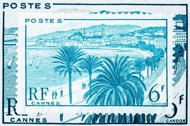 Cannes France Art- Vintage Stamp Collection Art thumb