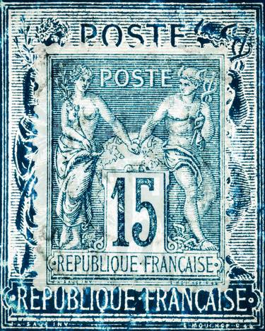France-Peace and Commerce- Vintage Stamp Collection Art thumb