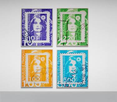 Stamp Collection Art- France Postage Stamp Art Installation thumb