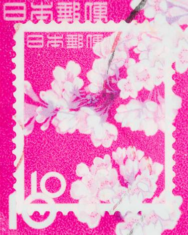 Stamp Collection Art- Japanese Nippon Cherry Blossom thumb