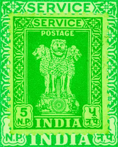 Stamp Collection Art- India Ashoka Lion thumb