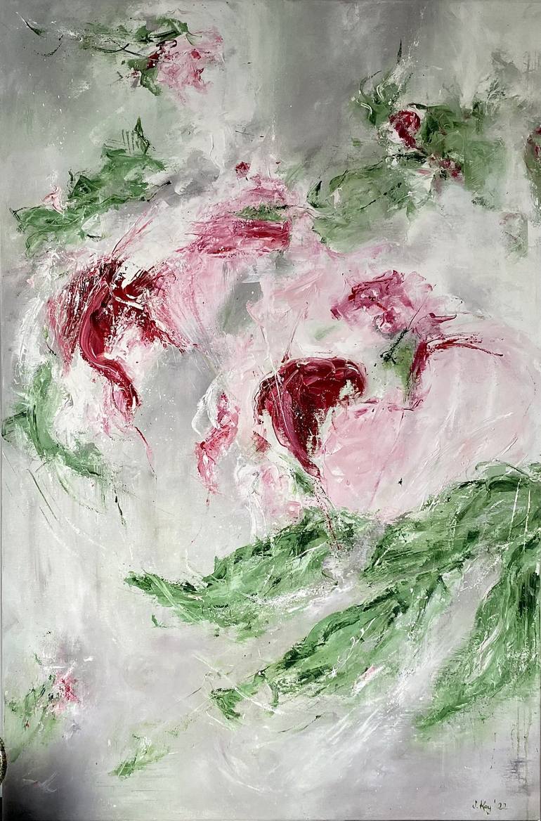 Original Abstract Expressionism Floral Painting by Sabine Kay
