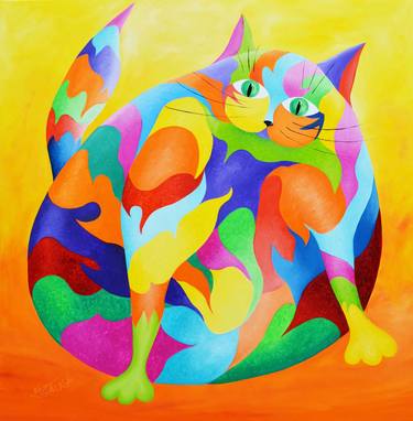 Print of Expressionism Cats Paintings by GALKA GALKA