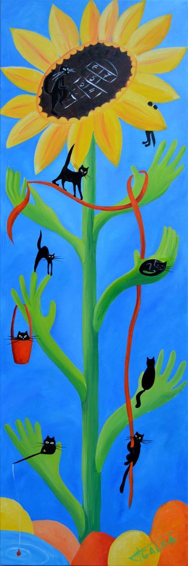 Original Expressionism Cats Paintings by GALKA GALKA
