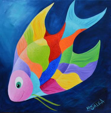 Print of Expressionism Fish Paintings by GALKA GALKA