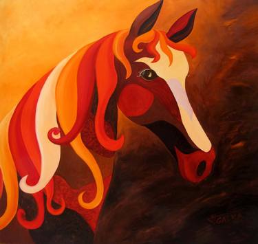 Original Figurative Horse Paintings by GALKA GALKA