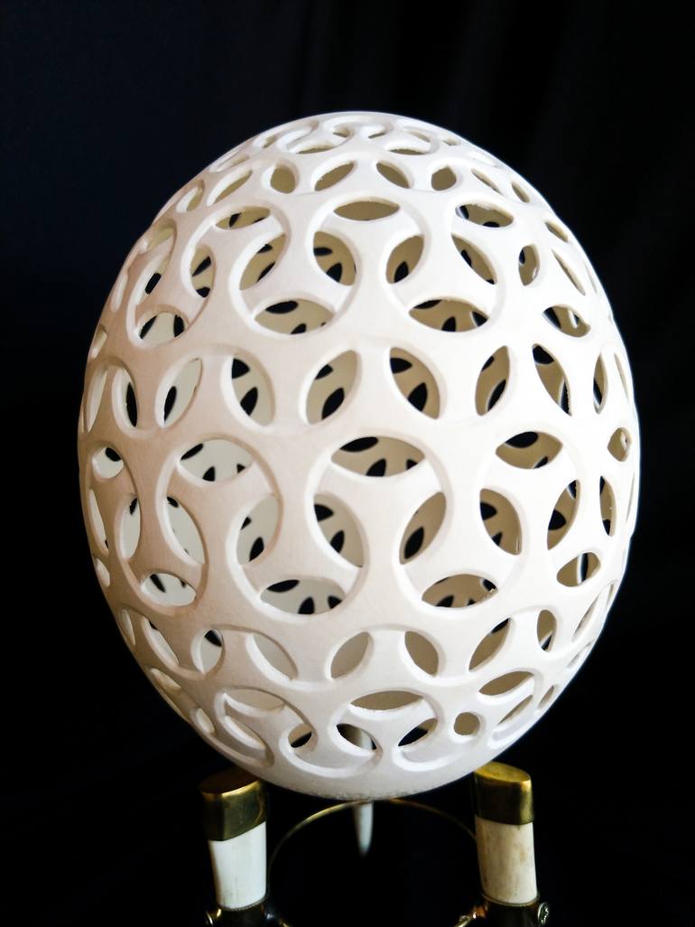 Interlace - Carved Ostrich Egg Shell Sculpture by Joshua Kahle ...