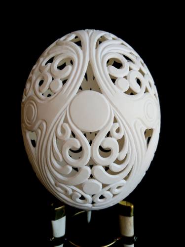 Tangled Orbs - Carved Ostrich Egg Shell thumb