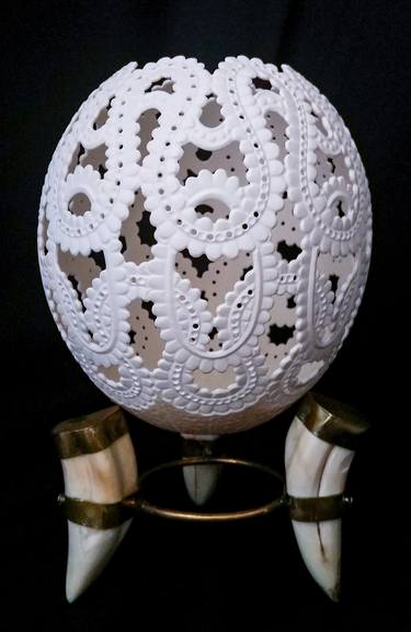 Twisting Lace - Carved Ostrich Egg Shell thumb