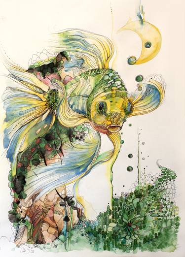 Print of Fish Paintings by Ute Swanepoel