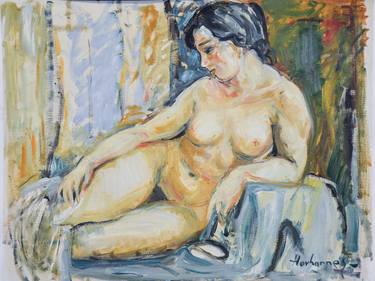 Print of Impressionism Nude Paintings by Hovhannes Haroutiounian