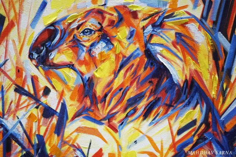 Original Abstract Expressionism Animal Painting by Mahdhav Sarna