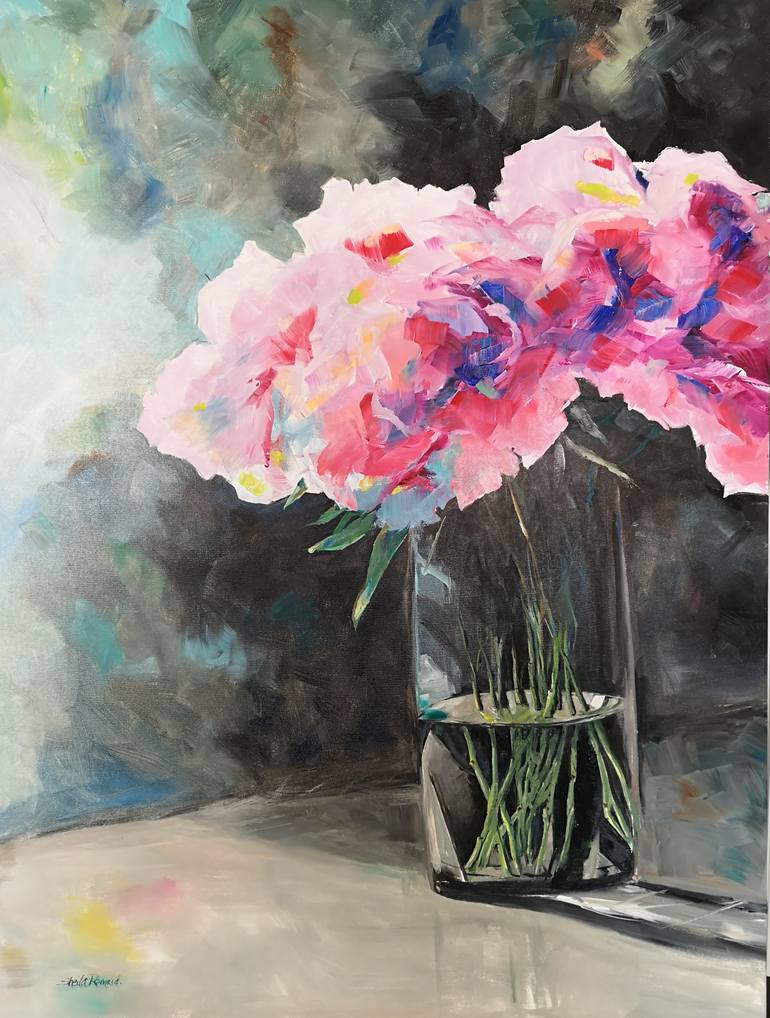 Original Impressionism Floral Painting by Sheila Romard
