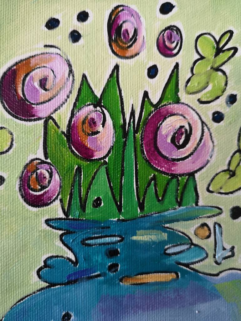 Original Abstract Expressionism Floral Painting by Sheila Romard