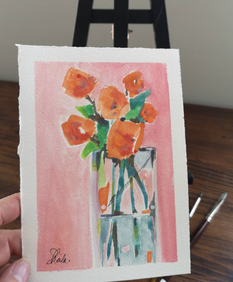 Original Impressionism Floral Painting by Sheila Romard