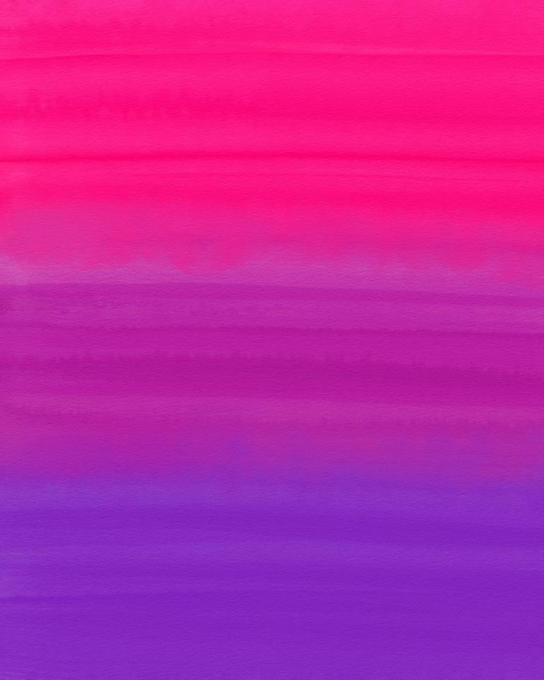 Hot pink and purple watercolor gradient artwork Painting by Doodle Intent