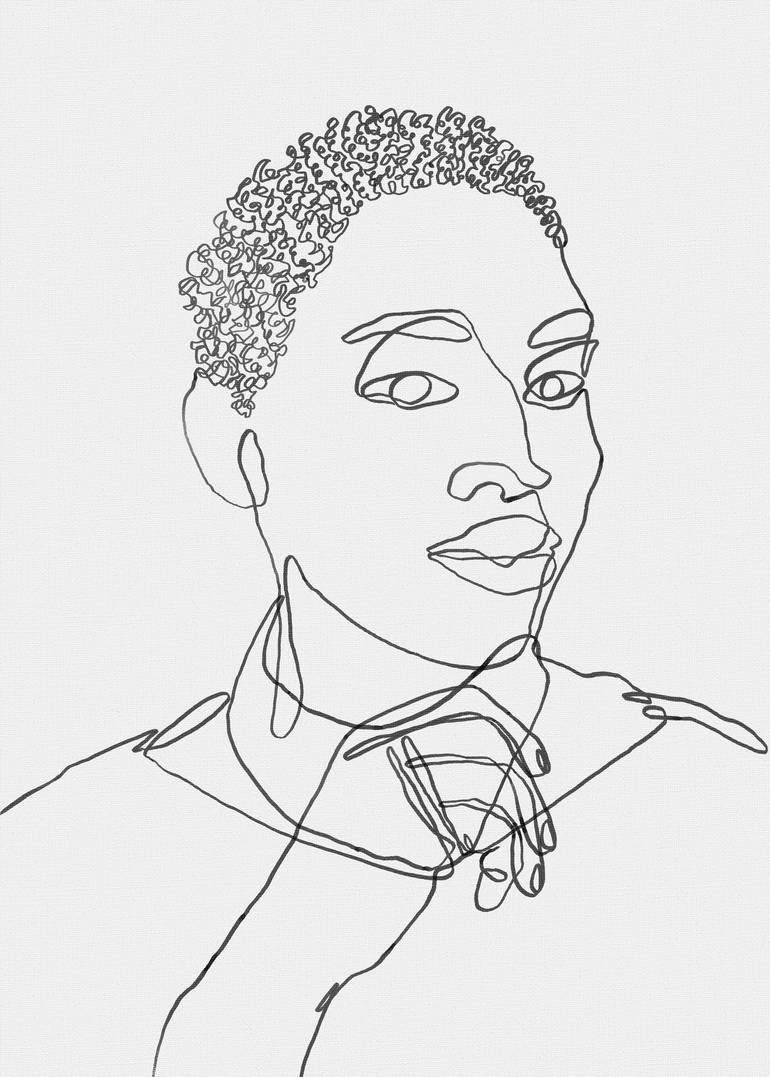 Black woman one line art Drawing by Doodle Intent | Saatchi Art