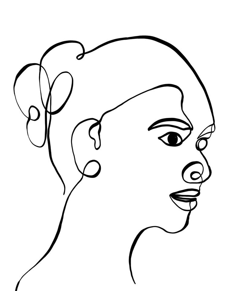 Women face one line art Drawing by Doodle Intent | Saatchi Art