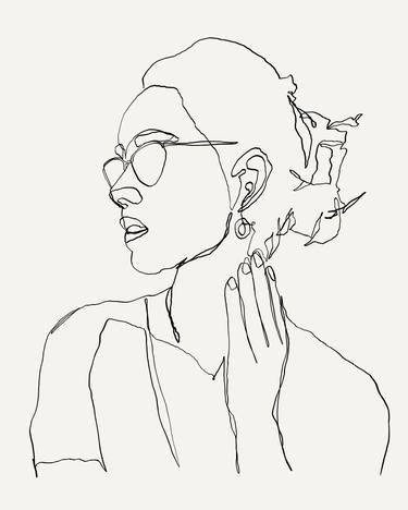 Woman in glasses rough one line art thumb