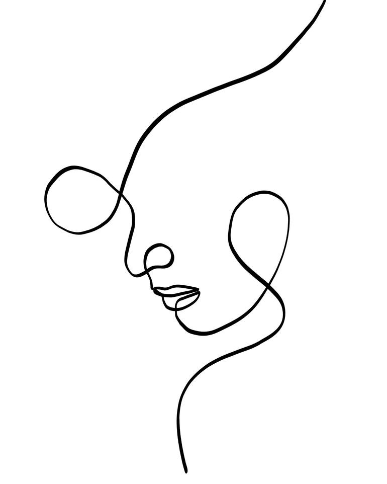 Minimal one line art woman face Drawing by Doodle Intent | Saatchi Art