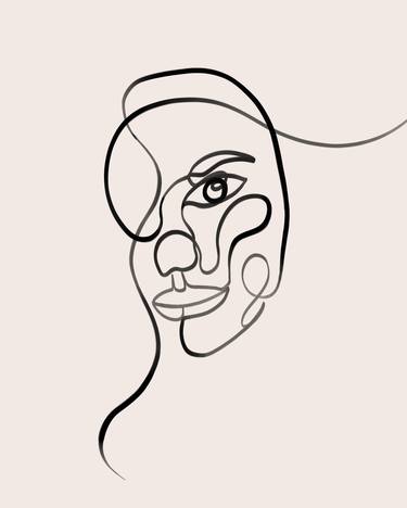 Abstract woman face one line art thumb