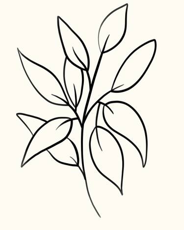 Beautiful leaf minimal line art thumb