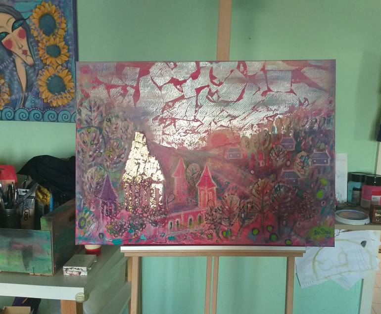 Original Conceptual Landscape Painting by Teo Soos