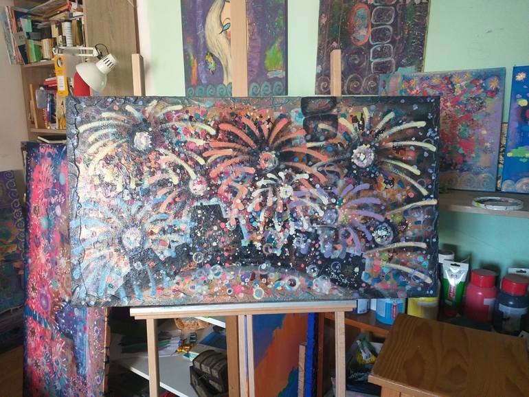 Original Art Deco Abstract Painting by Teo Soos