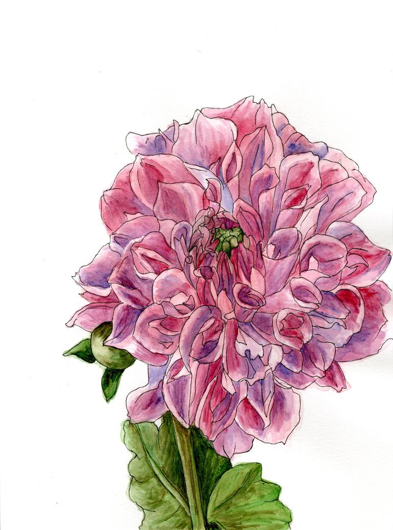 Dinner Plate Dahlia Painting by Nicole Beckmann | Saatchi Art