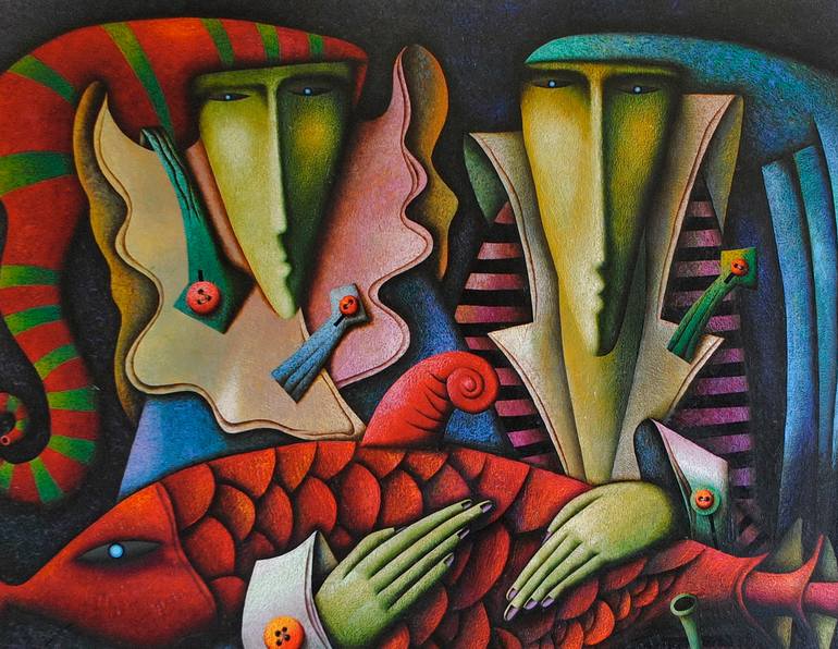 Original Abstract Expressionism Religion Painting by Andrej Lozovoj