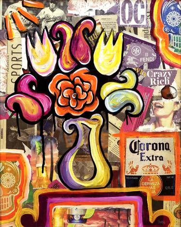 Print of Pop Art Floral Collage by Franky Castle