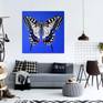 READY TO HANG: The edges of the canvas are painted blue so this artwork is ready to hang without a frame if required.