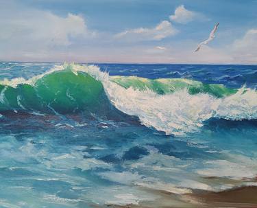 Original Fine Art Seascape Painting by Mariyam Ku