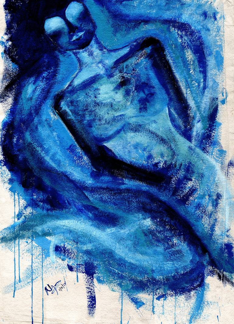 the blue lady Painting by nijee dave | Saatchi Art