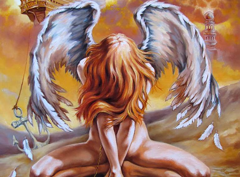 Original Conceptual Erotic Painting by Kostiantyn Shyptia