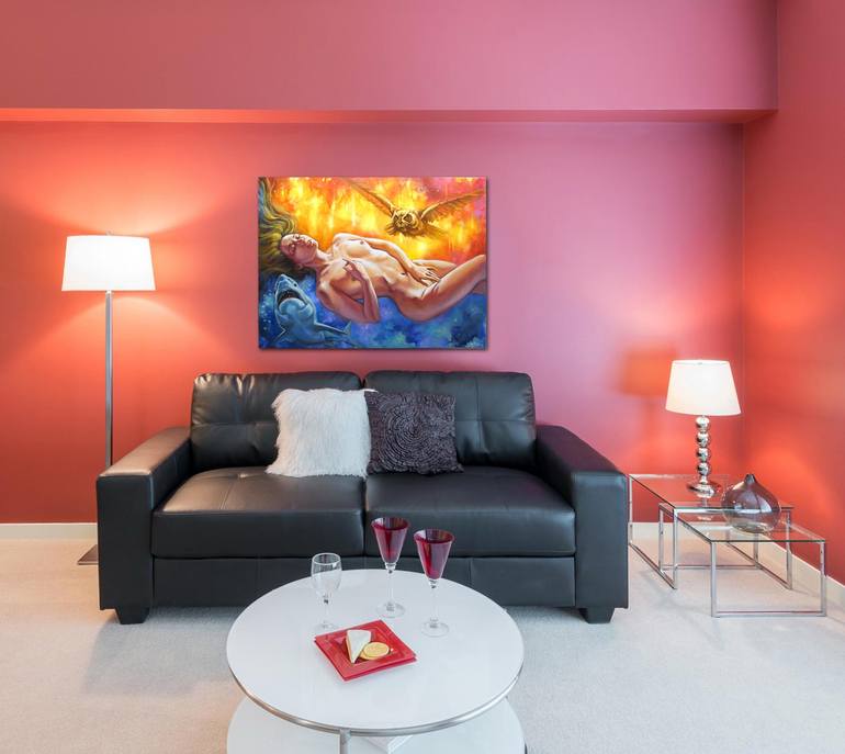 Original Conceptual Erotic Painting by Kostiantyn Shyptia