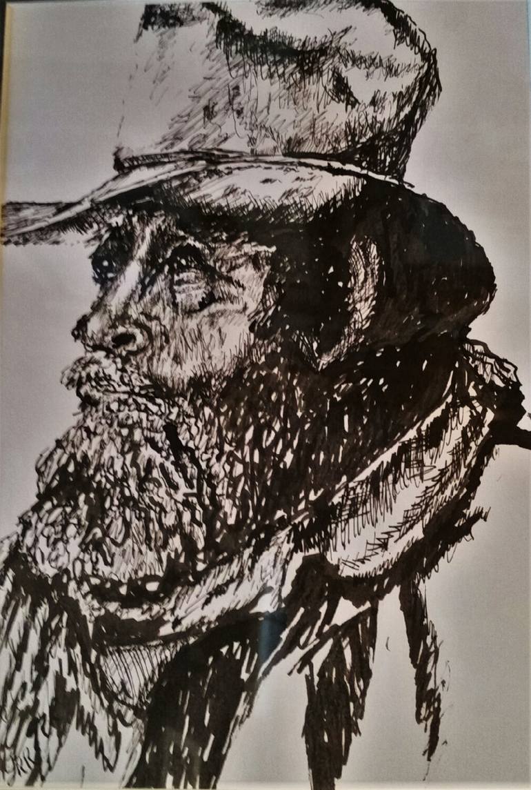 Old Cowboy 1 Drawing by Gunter Radinger | Saatchi Art