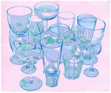 Glass painting drink kitchen pink blue impressionism pop art thumb