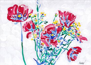 Poppy painting wildflower floral expressionism meadow flower thumb