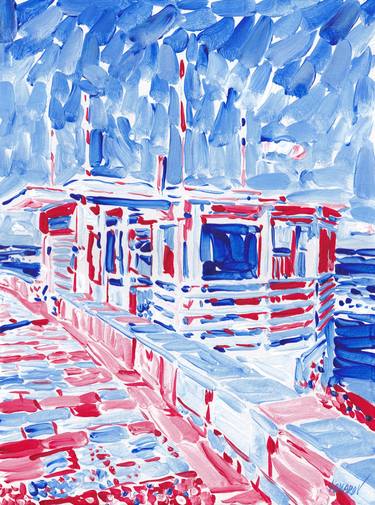 Apulia beach cafe oil painting expressionism seascape sea thumb