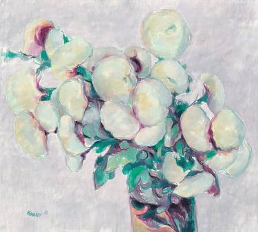 White flowers oil painting floral impressionism cubism thumb