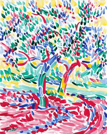 Tuscany painting olive tree landscape colorful expressionism thumb