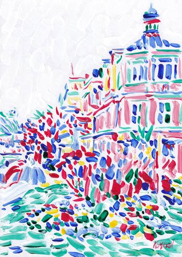 Cityscape painting old city architecture colorful expressionism thumb